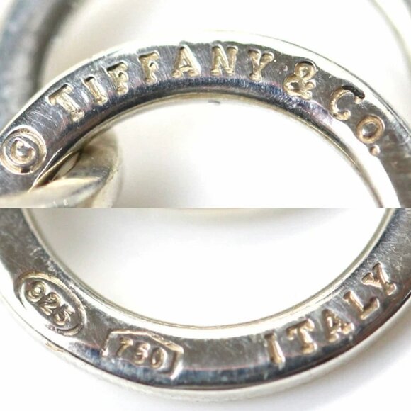 Tiffany & Co. Interlocking Circle Drop Stud Earrings Silver 925 & 18k Go - Picture 5 of 6